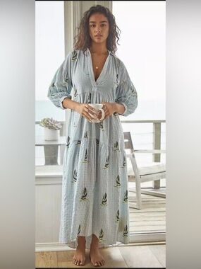Anthropologie | Dresses | New Anthropologie The Thea Longsleeve Twofer Maxi  Dress Medium Neutral Combo | Poshmark